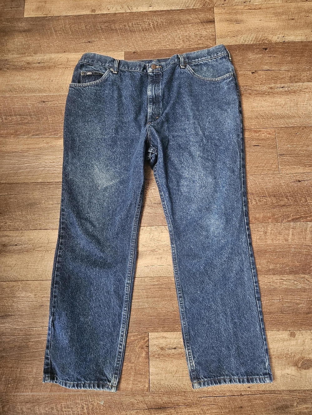 Vintage 90s Lee Jeans 44x30 Relaxed Fit Blue Denim Y2K Workwear USA Fabric